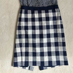J Crew Chic Navy and White Checkered Skirt